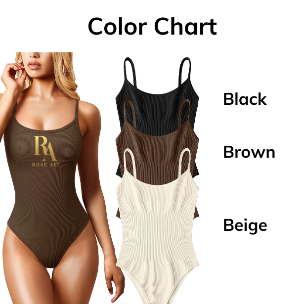 Rose Avenue Body Suit for Women - Summer Bodysuit Elegant Square Neck Bodysuit for Women Tummy Control Playsuit with High Elasticity Breathable Fabric Summer